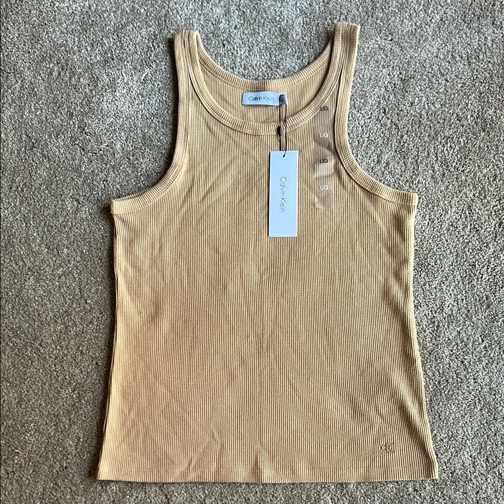 Calvin Klein Tan Fitted Sleeveless Tank Top